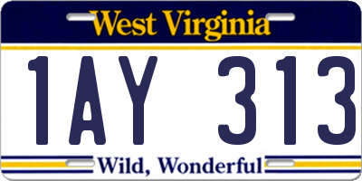 WV license plate 1AY313