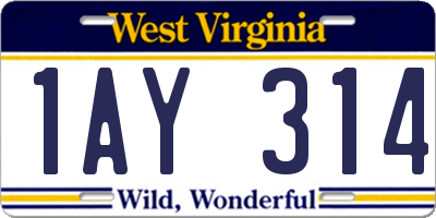 WV license plate 1AY314