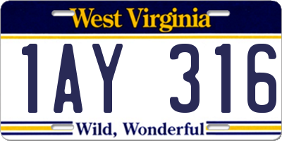 WV license plate 1AY316
