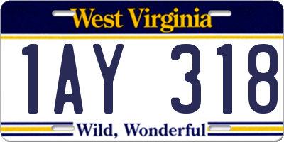 WV license plate 1AY318