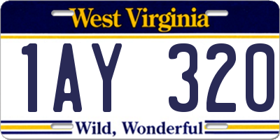 WV license plate 1AY320