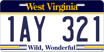 WV license plate 1AY321