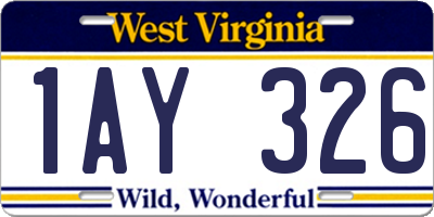 WV license plate 1AY326