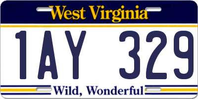 WV license plate 1AY329