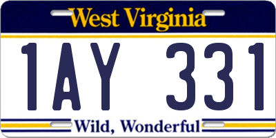 WV license plate 1AY331
