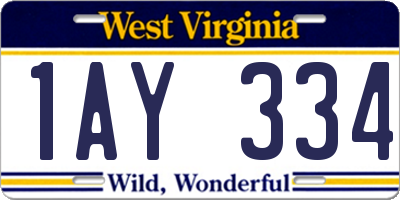 WV license plate 1AY334