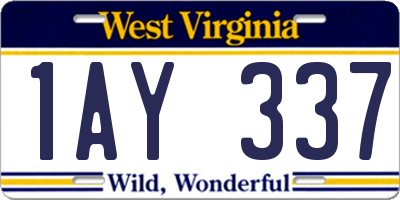WV license plate 1AY337