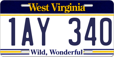 WV license plate 1AY340