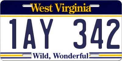 WV license plate 1AY342