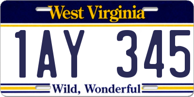 WV license plate 1AY345