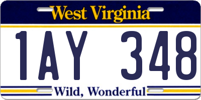 WV license plate 1AY348