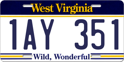 WV license plate 1AY351