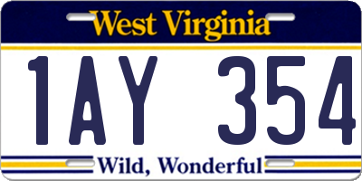 WV license plate 1AY354