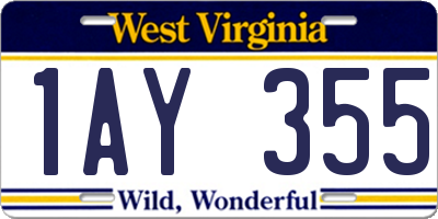 WV license plate 1AY355