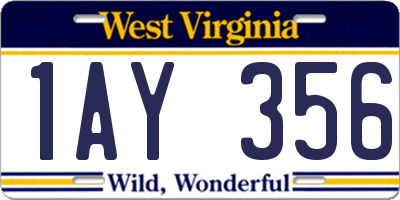 WV license plate 1AY356