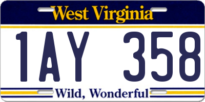 WV license plate 1AY358
