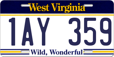 WV license plate 1AY359