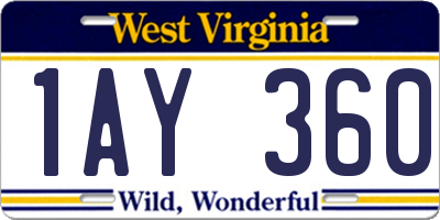 WV license plate 1AY360