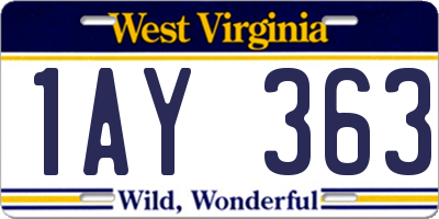 WV license plate 1AY363