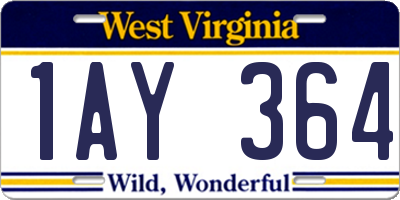 WV license plate 1AY364