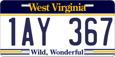 WV license plate 1AY367