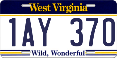 WV license plate 1AY370