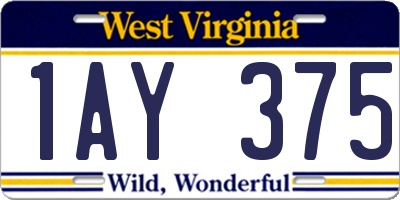 WV license plate 1AY375