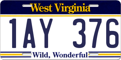 WV license plate 1AY376