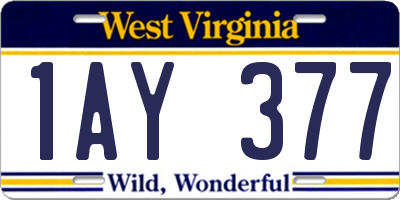 WV license plate 1AY377