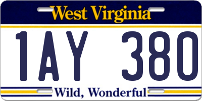 WV license plate 1AY380