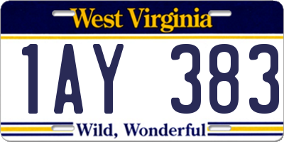 WV license plate 1AY383