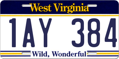 WV license plate 1AY384