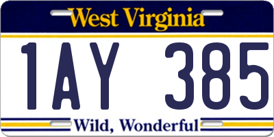 WV license plate 1AY385