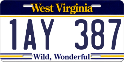 WV license plate 1AY387