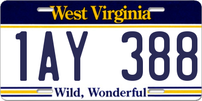 WV license plate 1AY388