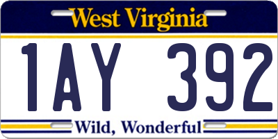 WV license plate 1AY392