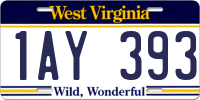 WV license plate 1AY393