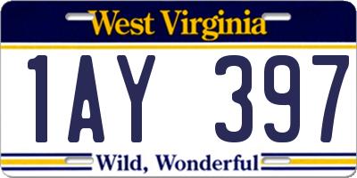 WV license plate 1AY397
