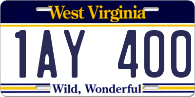 WV license plate 1AY400