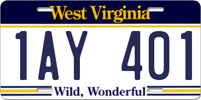WV license plate 1AY401