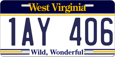 WV license plate 1AY406