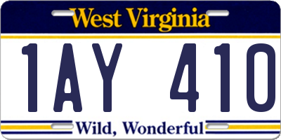 WV license plate 1AY410