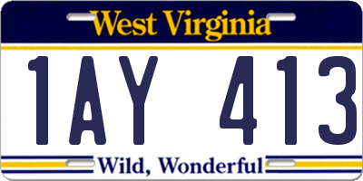 WV license plate 1AY413