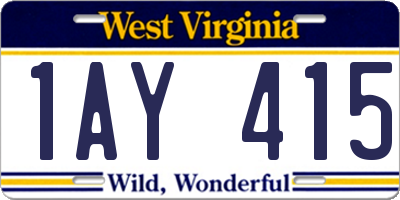 WV license plate 1AY415