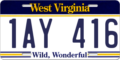 WV license plate 1AY416
