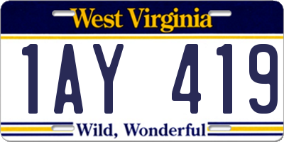 WV license plate 1AY419