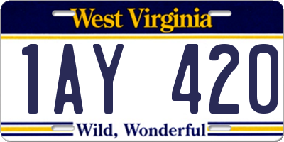 WV license plate 1AY420