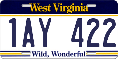 WV license plate 1AY422