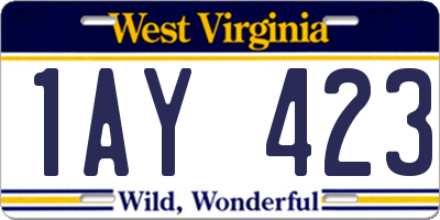 WV license plate 1AY423