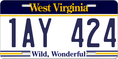 WV license plate 1AY424